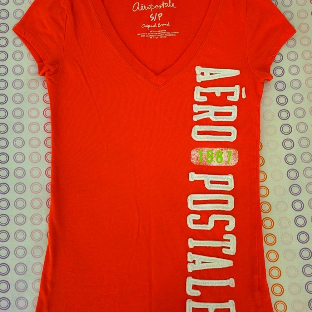 Aeropostale Orange Shirt w/ Vertical Side Logo